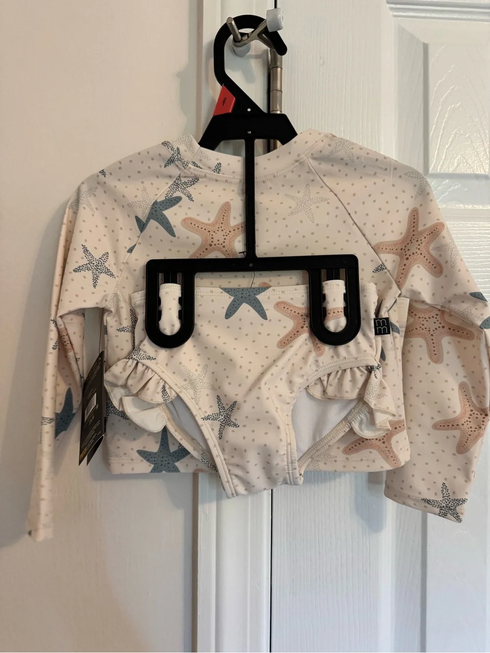 Modern Moments Kids Long Sleeve Swim Suit - Starfish Print, Cream & Blue